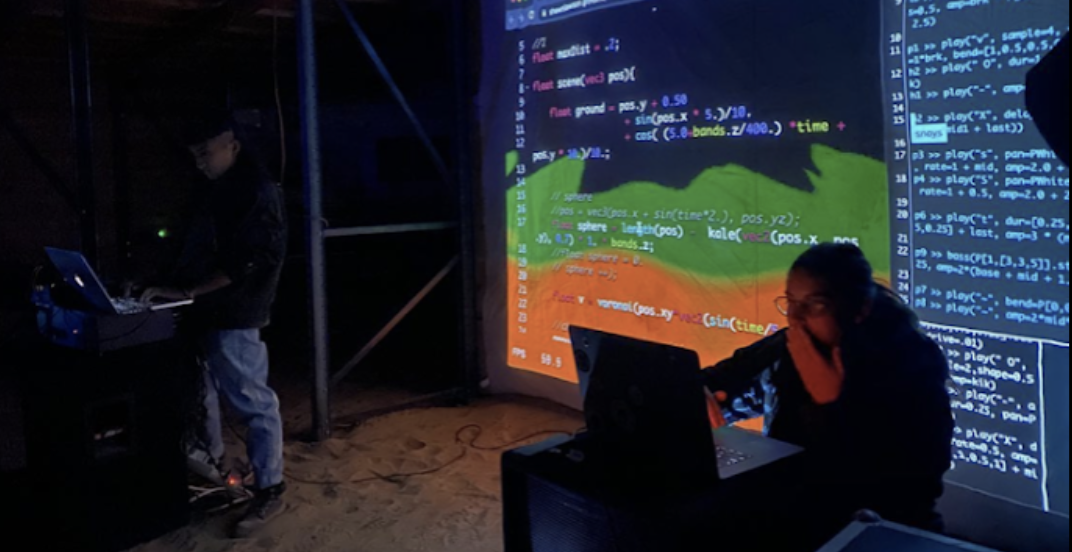 Performing at one of many livecoding nights in the desert