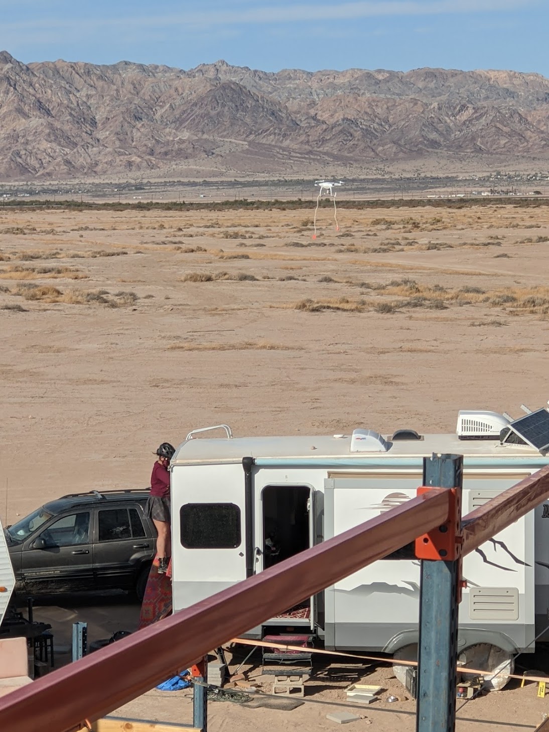 Using a drone to get pieces of the crystal