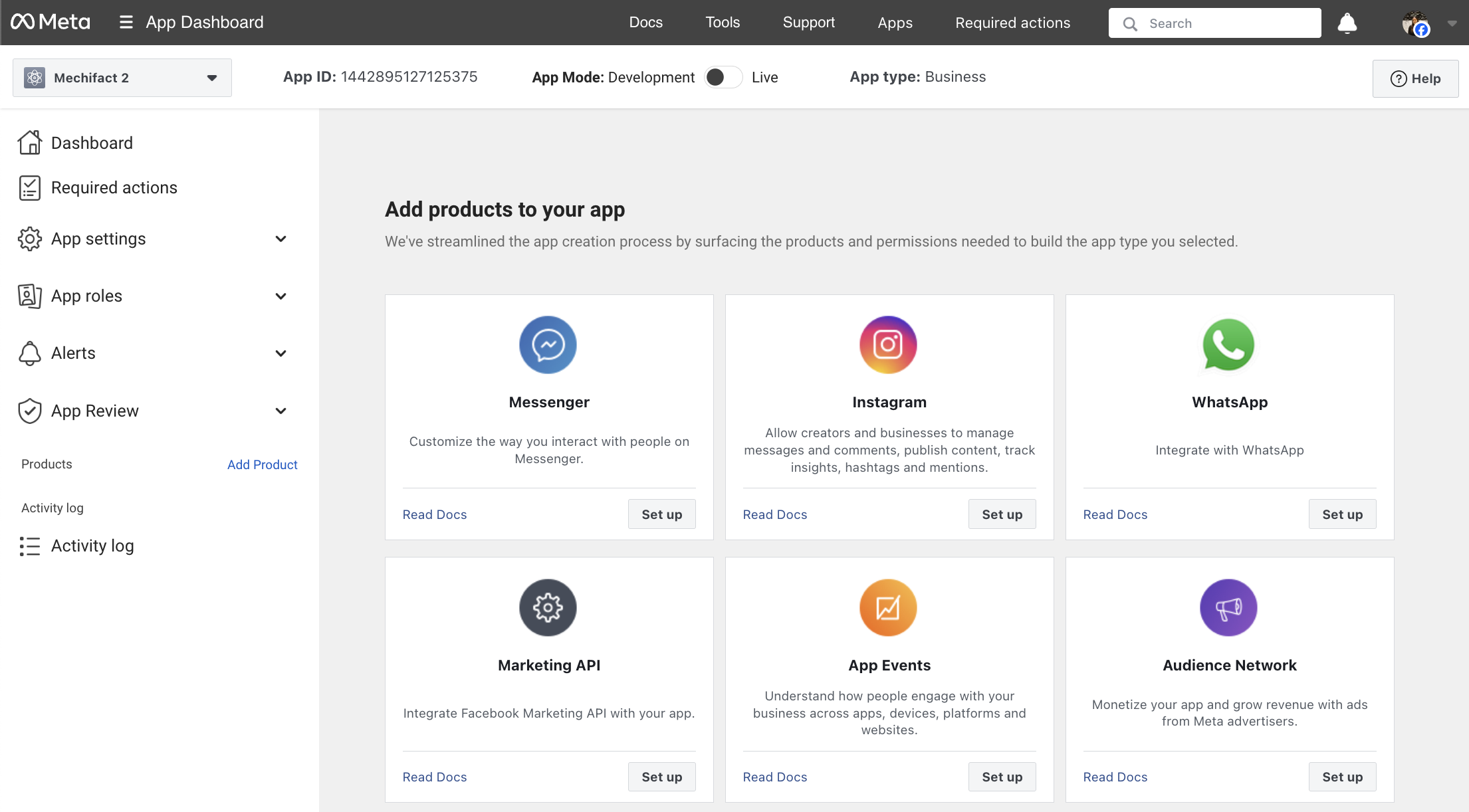 WhatsApp Meta App Interface