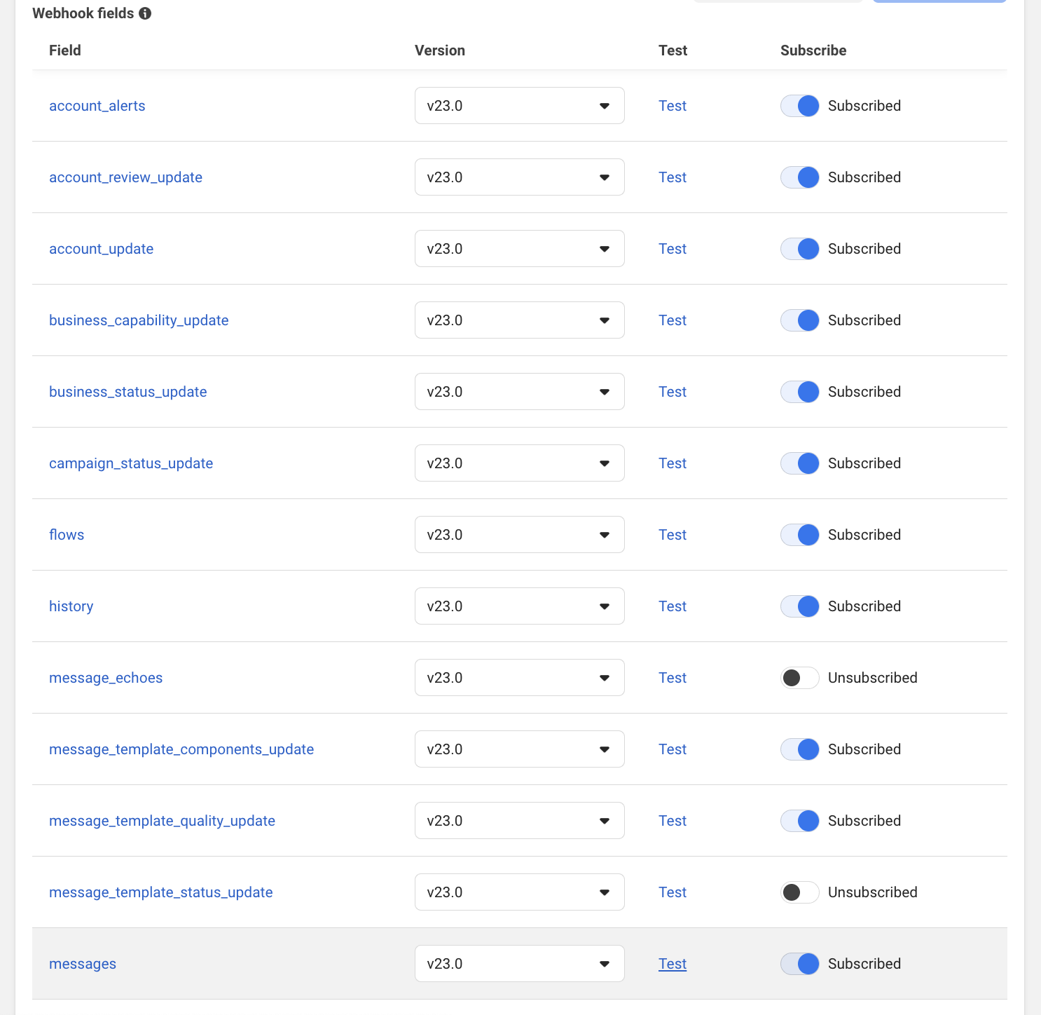 Subscribe to messages