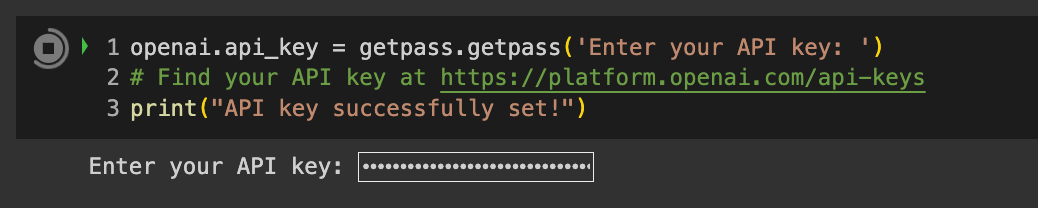 Enter your API Key in Cell #3