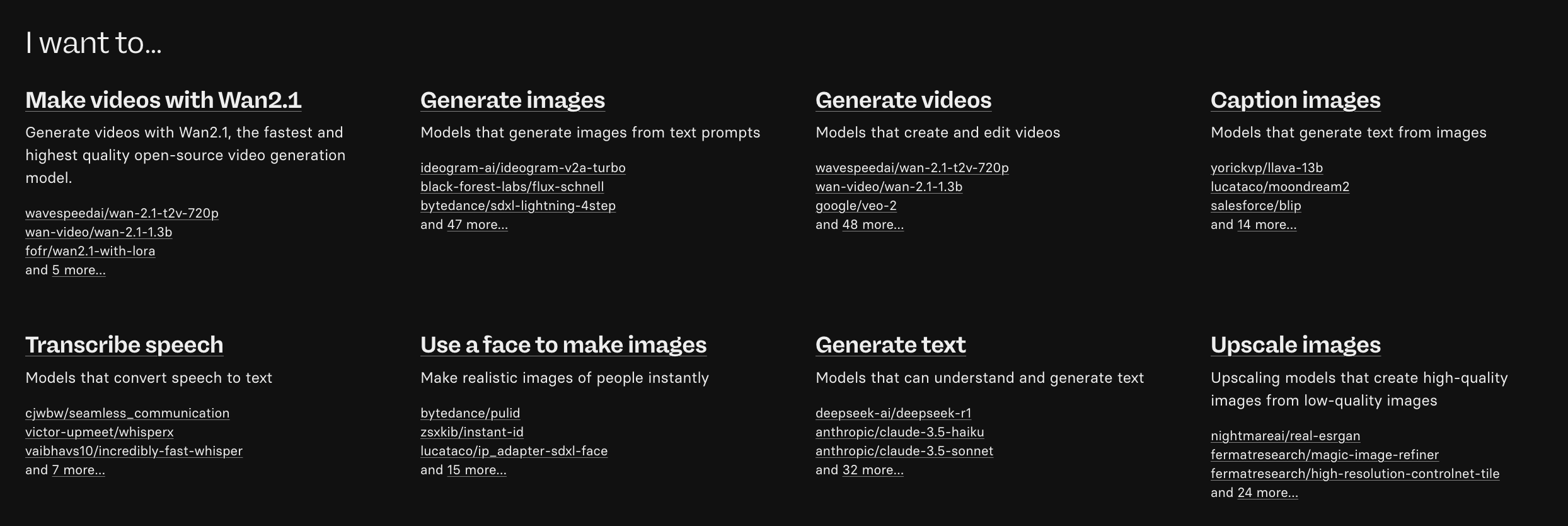 Models on Replicate organized into collections